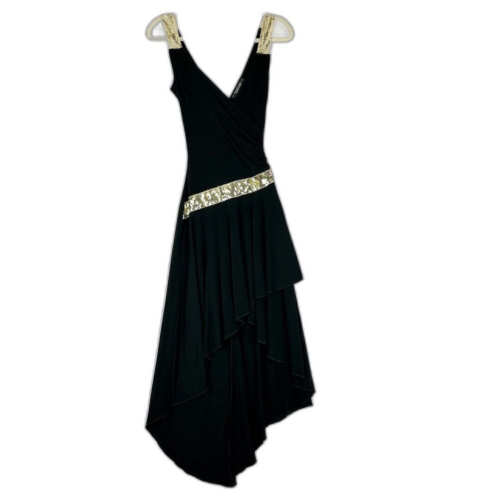Rampage Vintage Y2K Hi Low Sequins Whimsigoth Maxi Dress Size Small Fairy Black